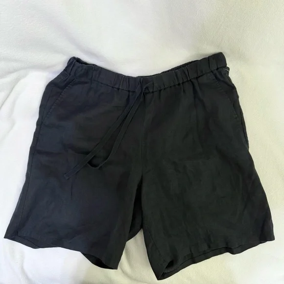 Eileen Fisher Organic Linen Drawstring Shorts Black Size Large - Picture 12 of 12